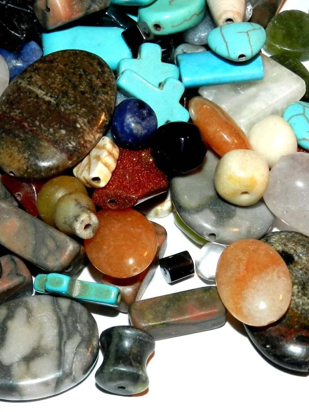 NGX2487 Assorted Mixed Color, Shape & Size 6mm - 30mm Gemstone Beads 8-ounces